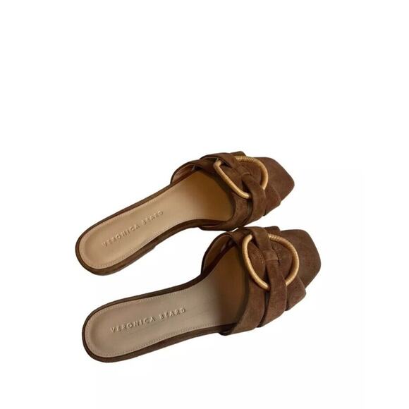 Veronica Beard Brown Sandals with Gold Accent - Picture 2 of 10